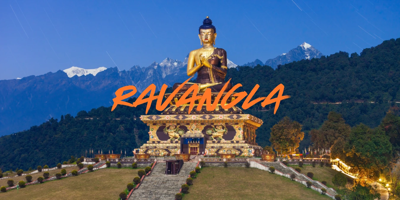 Ravangla Buddha Park in Sikkim with giant Buddha statue and Himalayan mountain backdrop